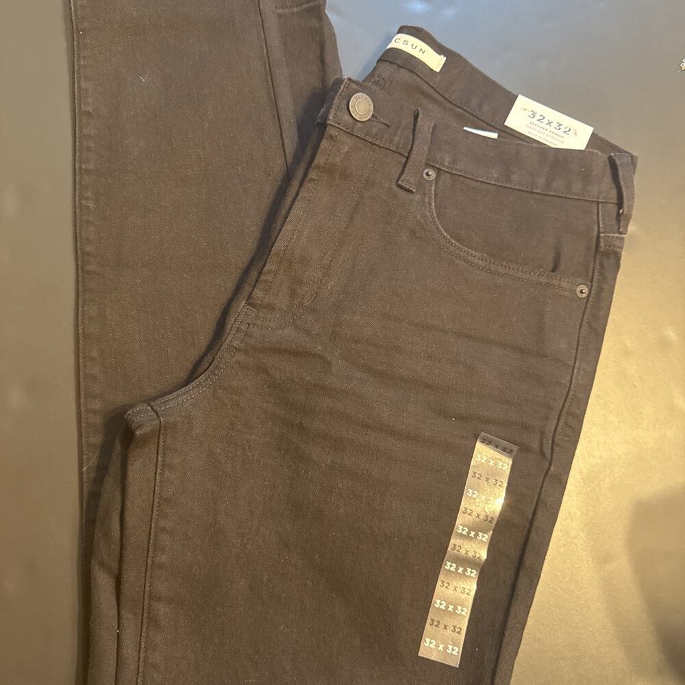 Pacsun Jeans Mens 32X32 Black Stacked Skinny Distressed Ripped Denim Stretch